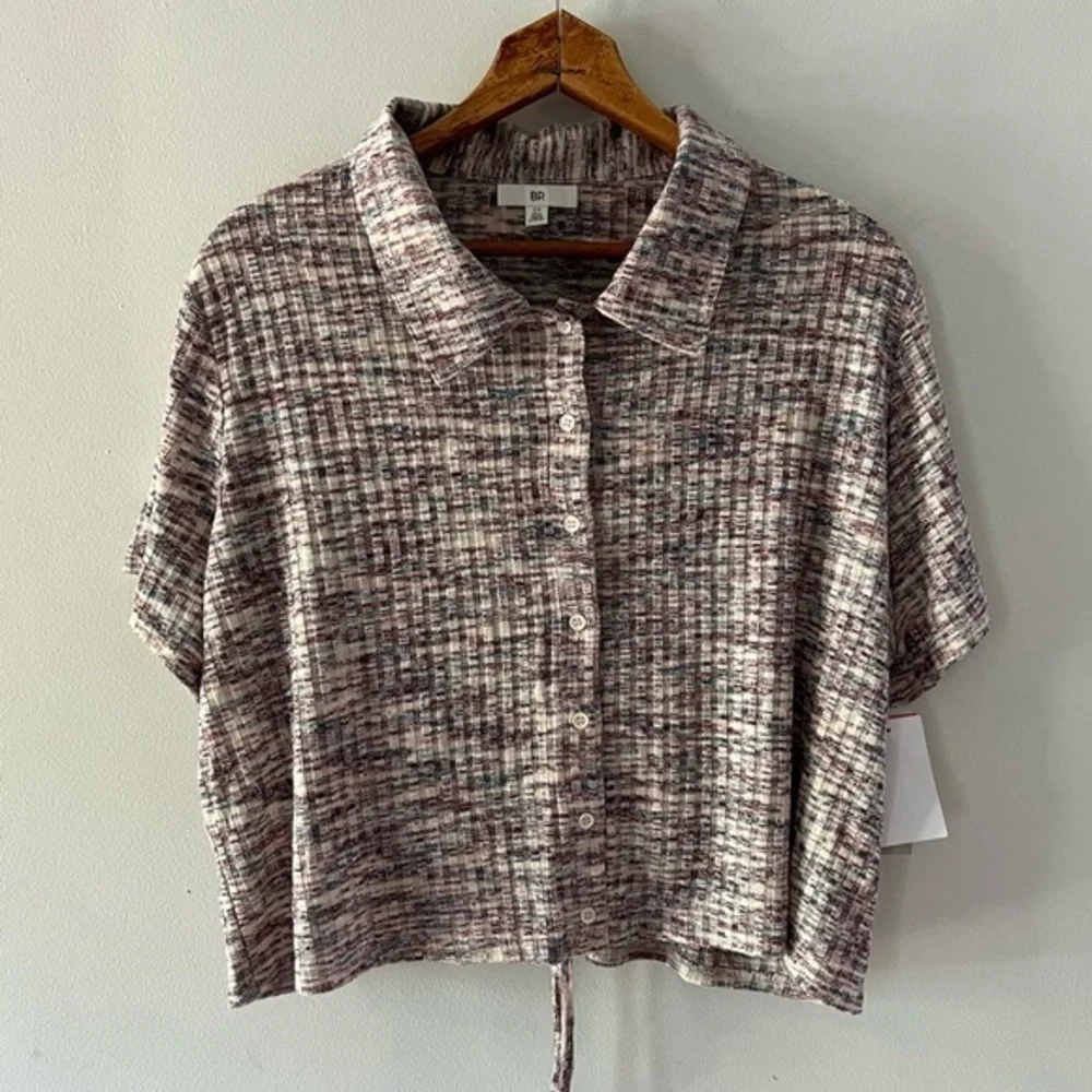 NWT BP. Button Up Shirt & Bralette set, space dyed, blue purple marl, size 2X‎